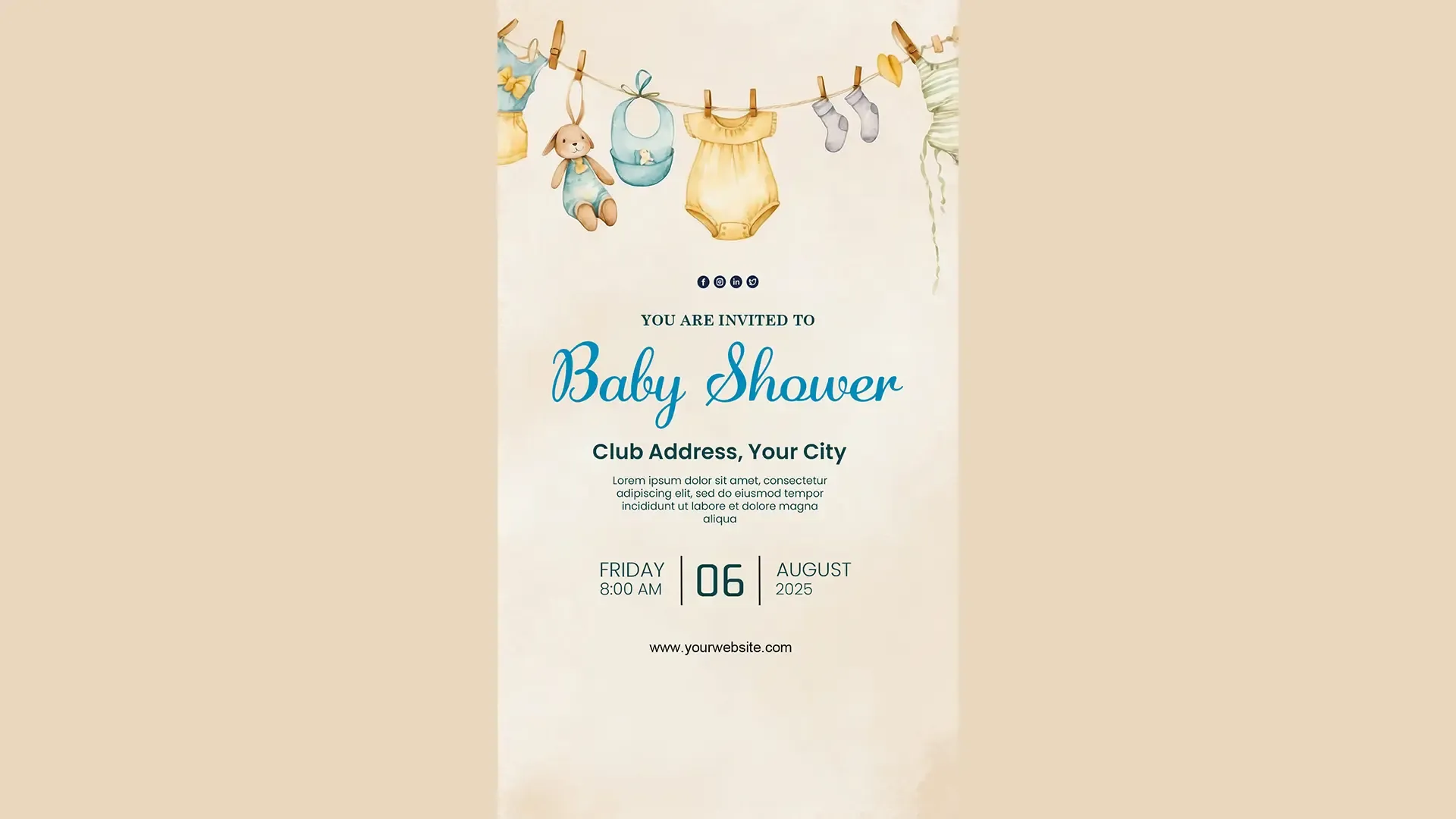 Sweet Beginnings Baby Shower Cozy Clothesline Invitation Instagram Story